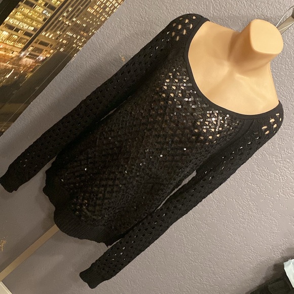 INC - open knit sweater: black sequin l/s - XL - Picture 16 of 16